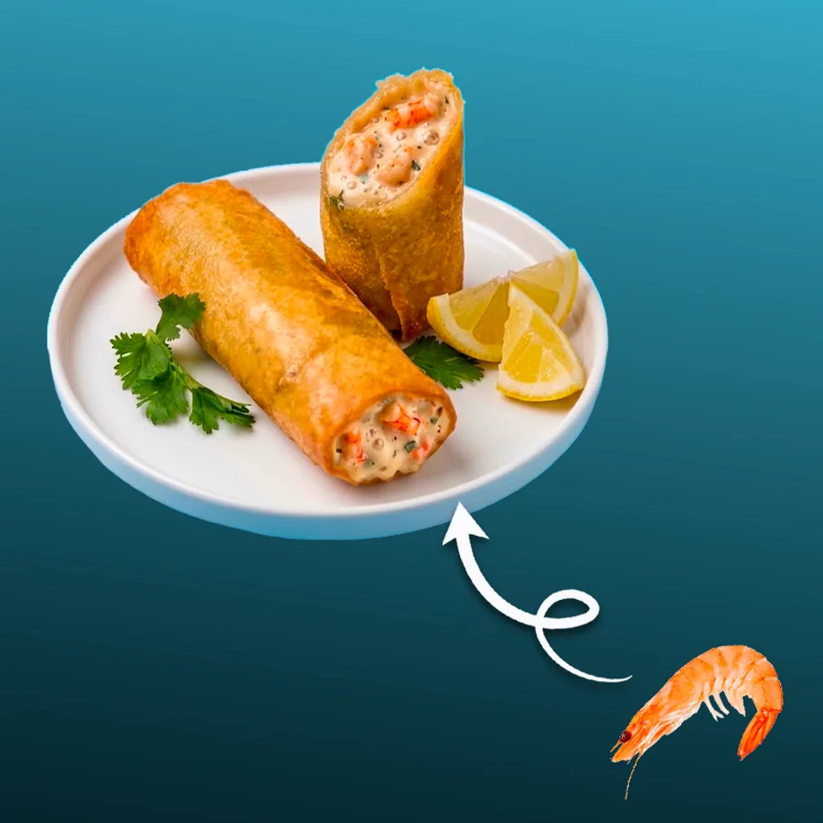 Bourek (Crevettes ou Poisson) — Le bourek algérien en version marine : feuille croustillante garnie de crevettes ou de poisson. Compté à l'unité. · Sphère Restaurant by Léa, Kouba, Alger