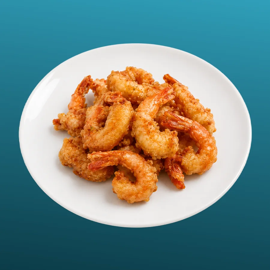 Crevette Tempura — Crevettes enrobées d'une pâte tempura légère, frites jusqu'au croustillant. · Sphère Restaurant by Léa, Kouba, Alger
